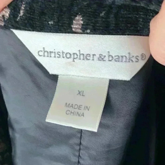 Christopher & Banks blazer XL black caramel brown metallic artsy paint splatter - Picture 7 of 9